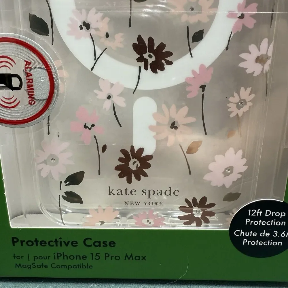 Kate Spade iPhone 15 Pro Max Cell Phone Case Clear w/ Gems Floral Flower New NIB